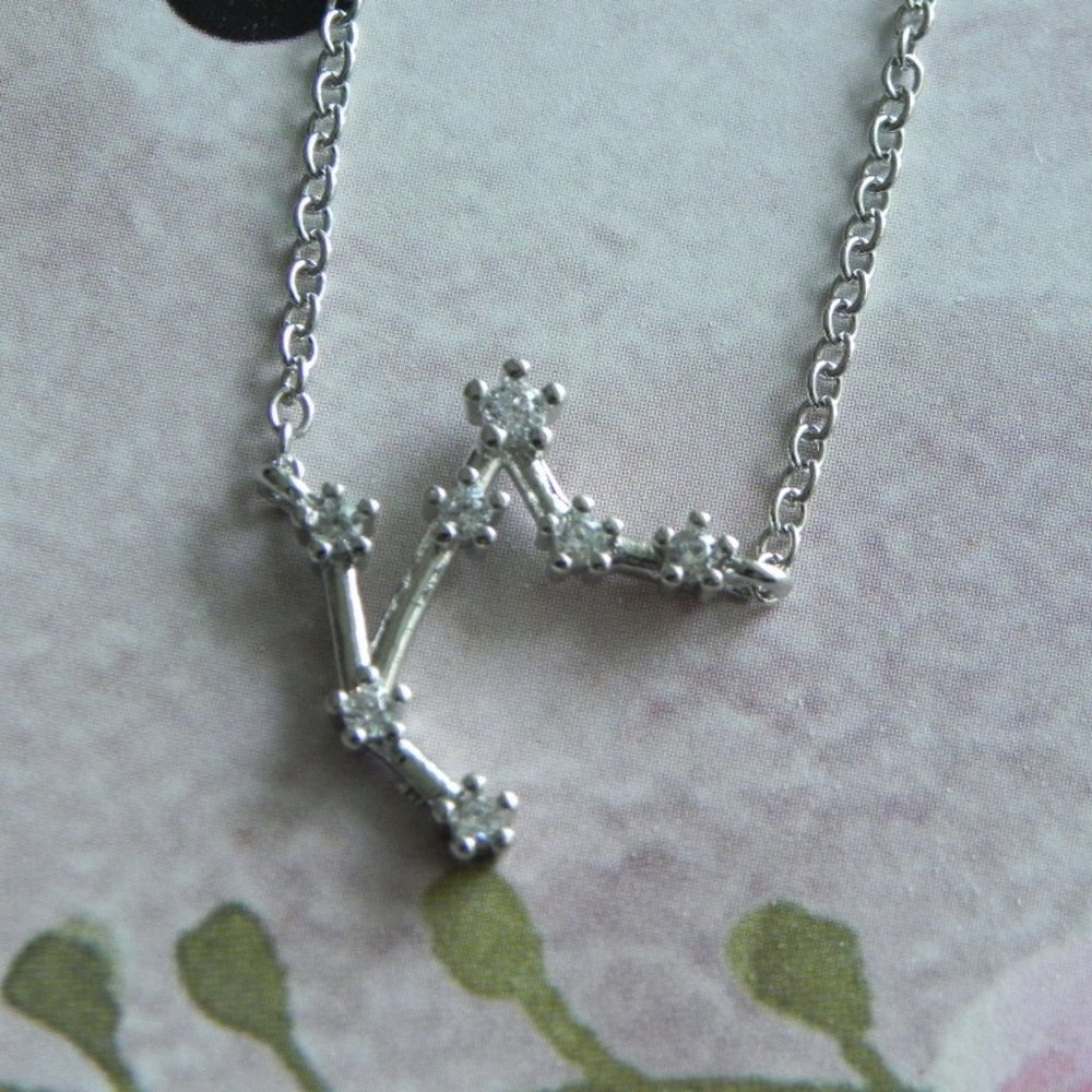Libra Constellation Necklace With Clear CZ Stone